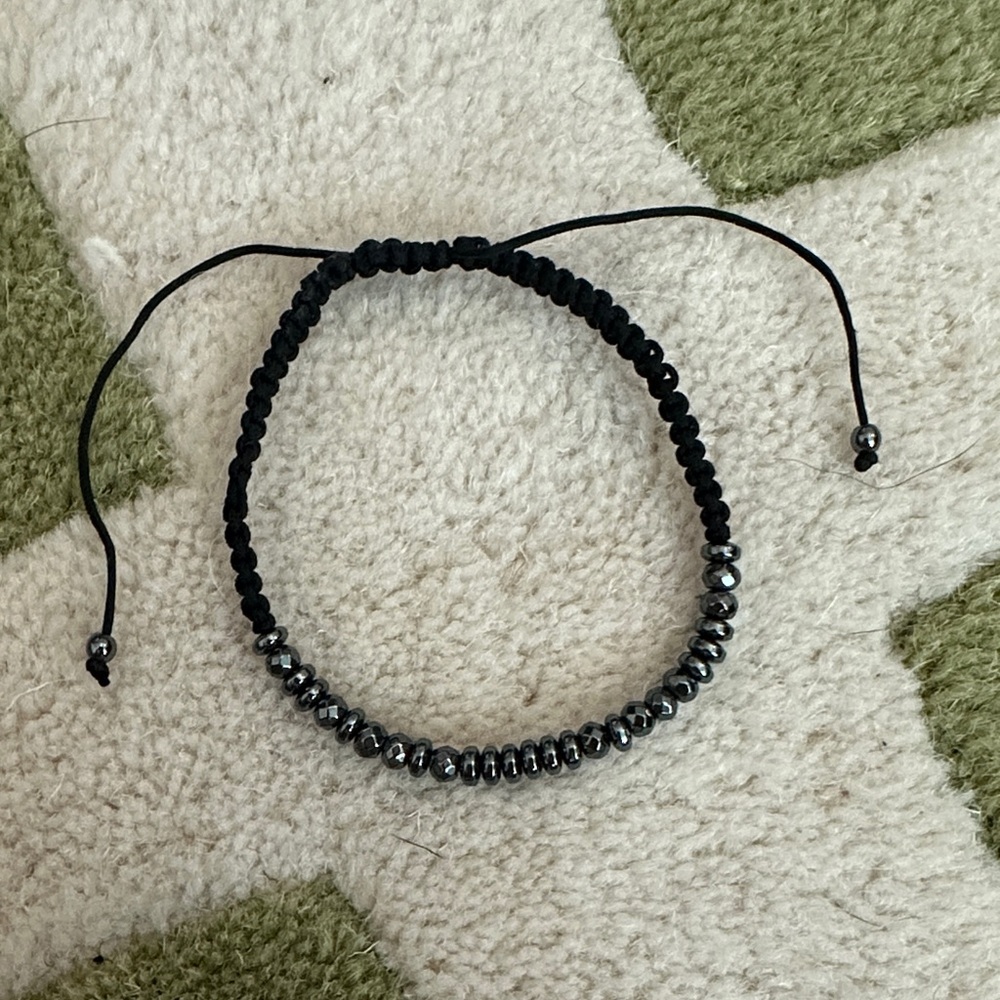 Urban Outfitters Black and Silver Adjustable Bracelet